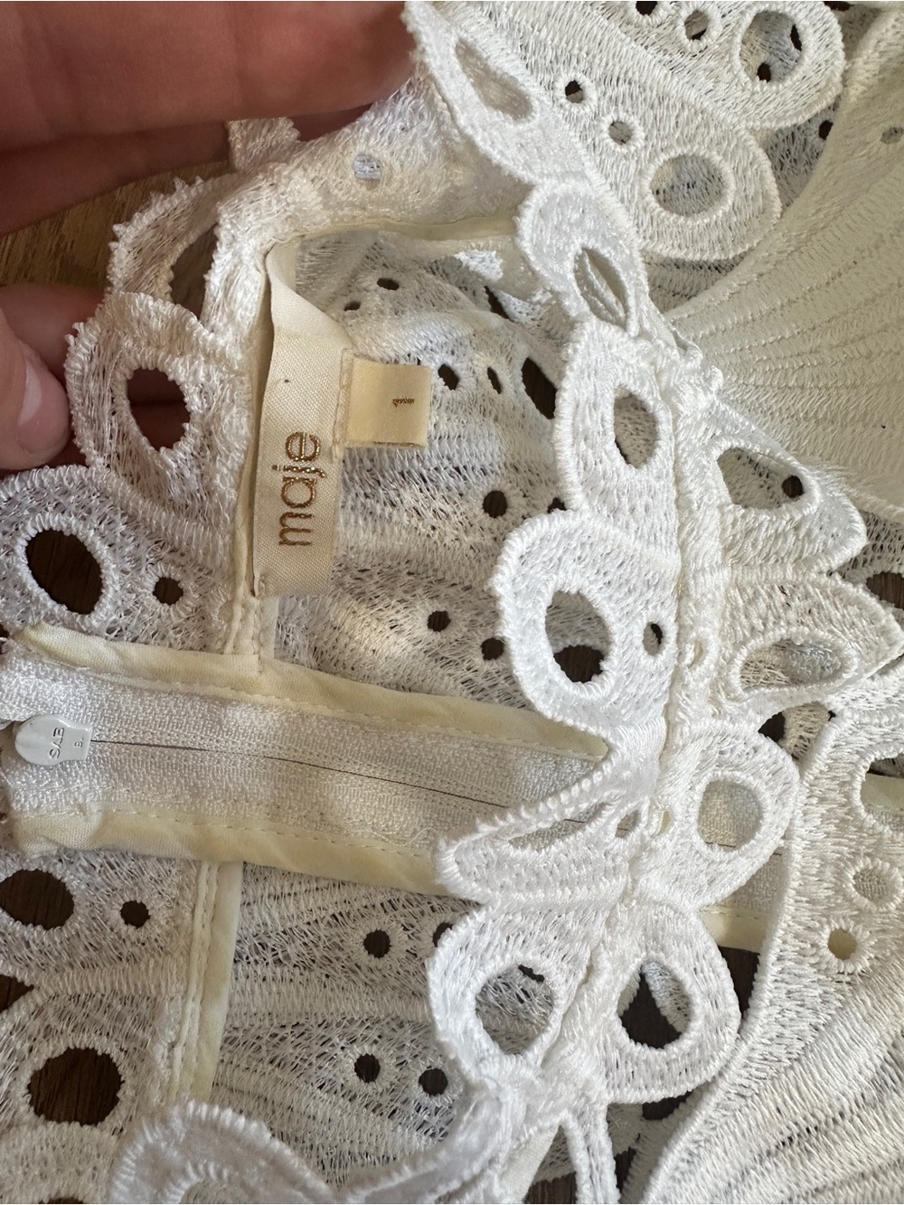 MAJE 🤍 Cropped White Eyelet Lace Two-Piece Set with Skirt size 6 - Picture 4 of 15